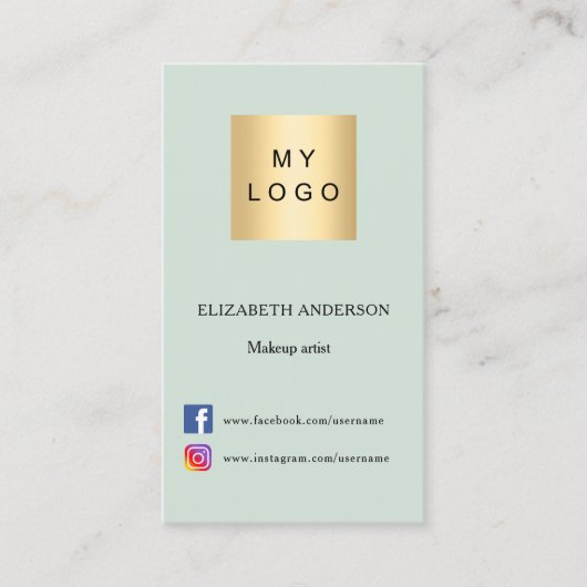 Carte De Visite Logo vert Sage Code Qr médias sociaux (Devant)