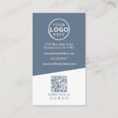 Carte De Visite Logo Vertical Code QR Photo Moderne Bleu (Dos)