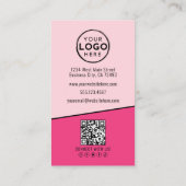 Carte De Visite Logo vertical de code QR de photo rose chaud (Dos)