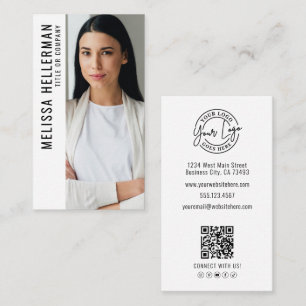 Carte De Visite Logo vertical de la société de code QR de photo pr