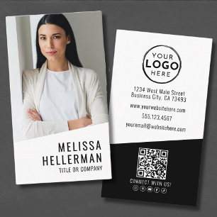 Carte De Visite Logo Vertical de la Société de Code QR de Photo Pr