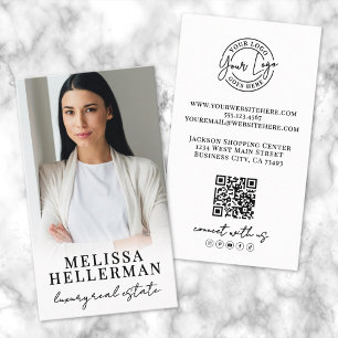 Carte De Visite Logo Vertical de la Société de Code QR Photo Profe