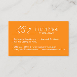 Carte De Visite Logo vétérinaire chien chat Petsitter Orange moder