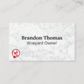Carte De Visite Logo Vin et Bouteille | MARBRE BLANC (Devant)