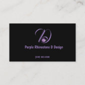 Carte De Visite Logo violet Diamant Rhinestone Initial (Devant)