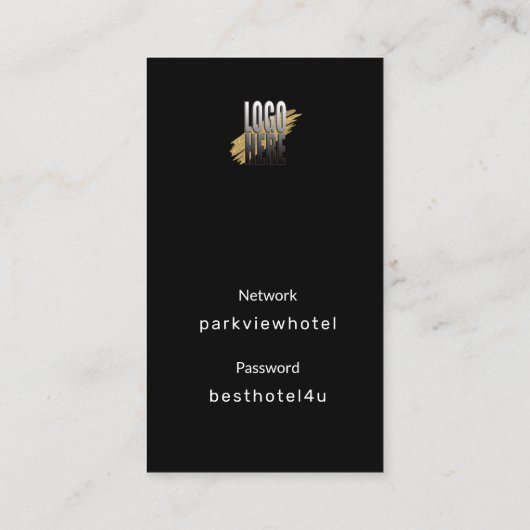 Carte De Visite Logo Wifi moderne QR Code sur noir (Dos)