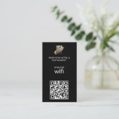 Carte De Visite Logo Wifi moderne QR Code sur noir (Debout devant)