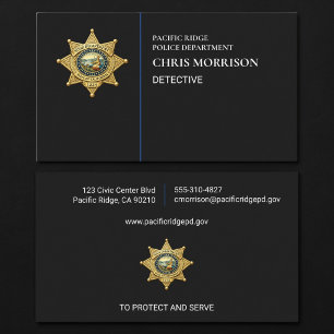 Carte De Visite Loi de la fine ligne bleue détective de police