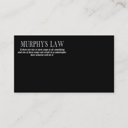 Carte De Visite Loi de Murphy (Devant)