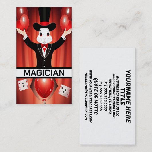 Carte De Visite Loi magique du groupe magicien de lapin (Devant / Derrière)