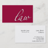 Carte De Visite Loi : Procureur, Script de l'avocat (Devant / Derrière)