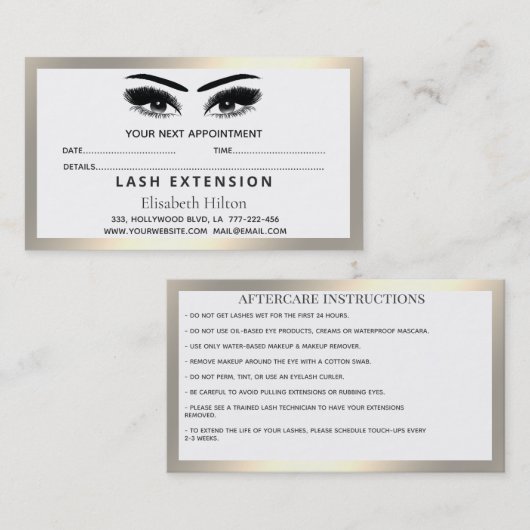 Carte De Visite Long belle Lashes Extension (Devant / Derrière)