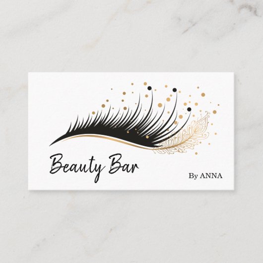 Carte De Visite Long Lash Extension Maquillage Plumes Beauté Salon (Devant)