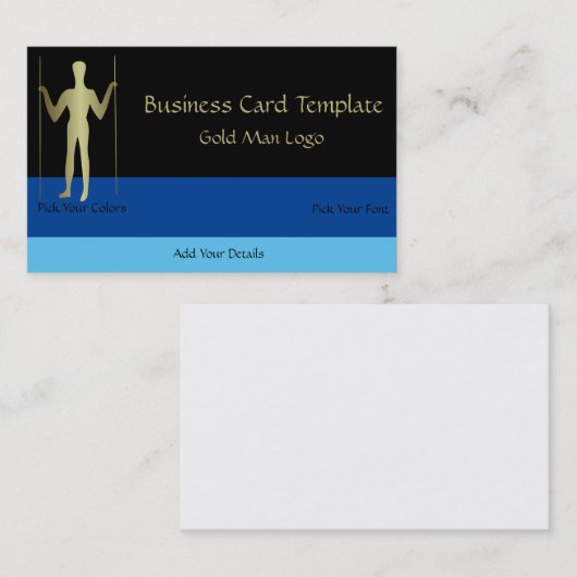 Carte De Visite Long Man - Logo Simple Gold Man (Devant / Derrière)