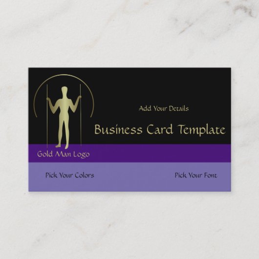 Carte De Visite Long Man - Logo Simple Homme en Or (Devant)