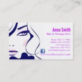 Carte De Visite Long maquilleur de cheveux de femme de cheveux (Dos)