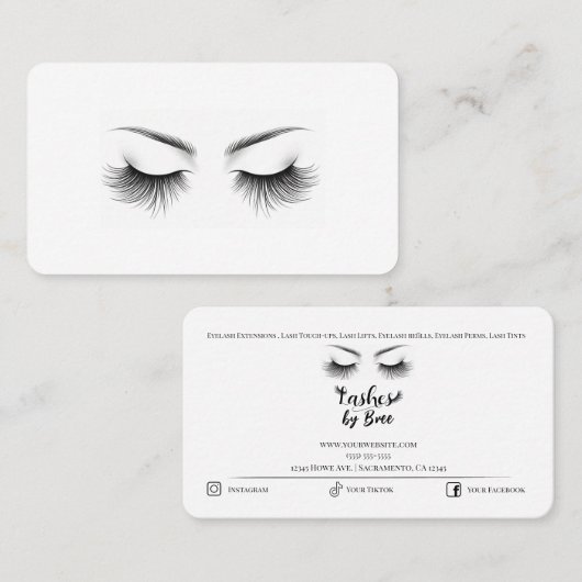 Carte De Visite Longs Cils Extensions de Cils Beauté (Devant / Derrière)