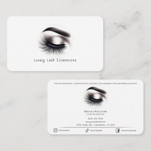 Carte De Visite Longs faux cils fins Extensions de cils Beauté  (Devant / Derrière)