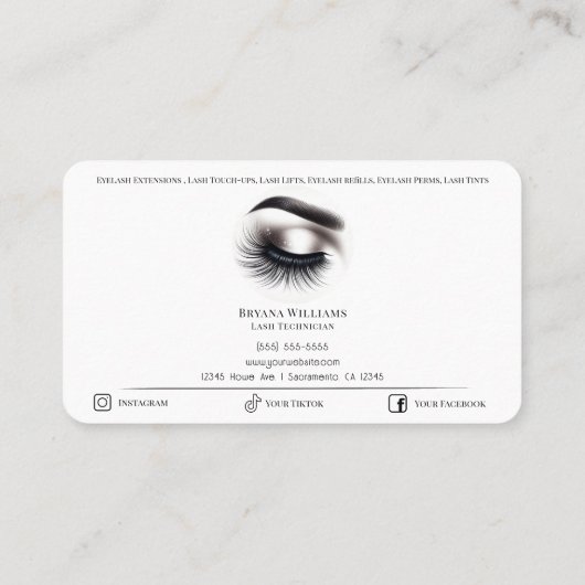 Carte De Visite Longue Black Wispy Eyelashes Lash Extensions Beaut (Dos)