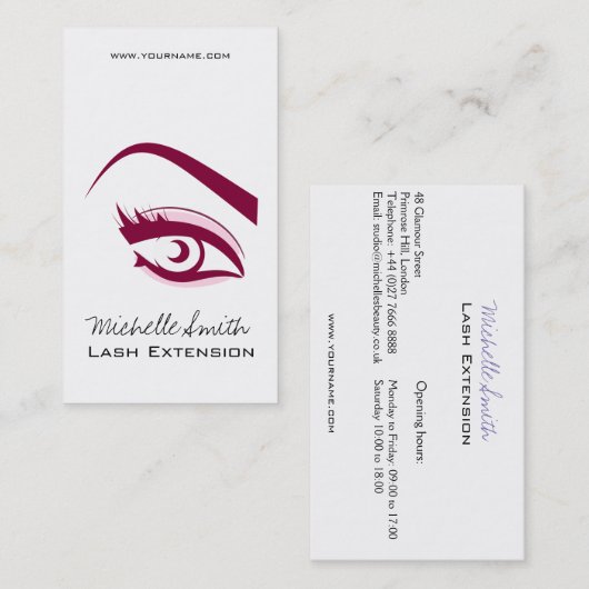 Carte De Visite Longue icône d'extension de mèche de cils d'oeil (Devant / Derrière)