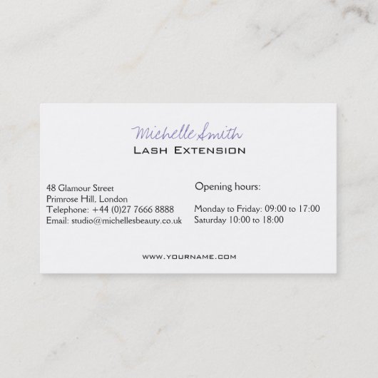 Carte De Visite Longue icône d'extension de mèche de cils d'oeil (Dos)