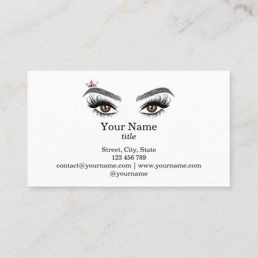 Carte De Visite Longues Belles Lashes Yeux et Brows Main dessinée (Dos)
