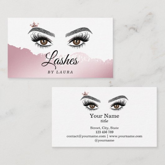 Carte De Visite Longues Belles Lashes Yeux et Brows Main dessinée (Devant / Derrière)