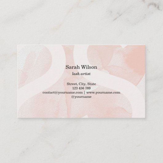 Carte De Visite Longues Belles Lashs Dusty Pink Script noir (Dos)