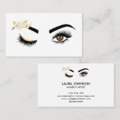 Carte De Visite Longues cils Beaux yeux avec Fleurs d'Aquarelle (Devant / Derrière)