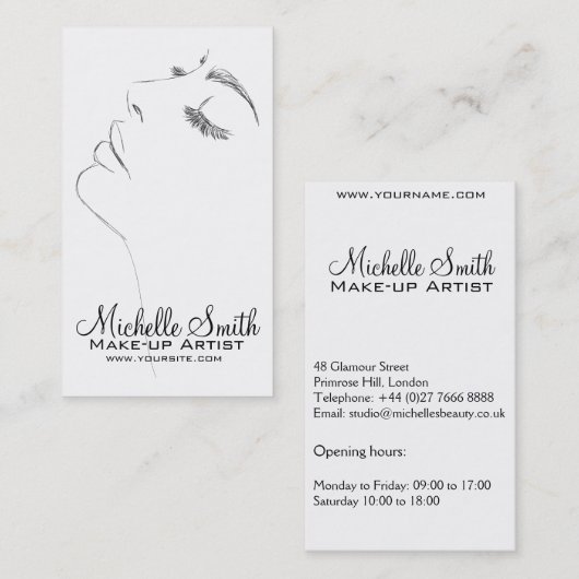 Carte De Visite Longues cils eyeliner Lash Extensions Black Sketch (Devant / Derrière)