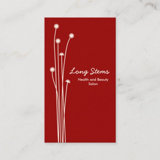 Carte De Visite Longues tiges - Rouge foncé sur crème (Devant)
