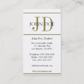 Carte De Visite L'or de signe d'agent immobilier barre W/W (Dos)