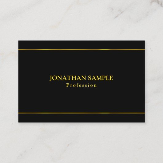 Carte De Visite L'or élégant barre le modèle moderne noir de (Devant)