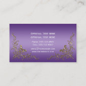 Carte De Visite L'or fleuri élégant tourbillonne sur Ombre pourpre (Dos)