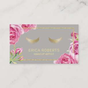 Carte De Visite L'or fouette le salon floral élégant de maquilleur