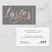 Carte De Visite L'or gris et rose élégant moderne fouette (Devant / Derrière)