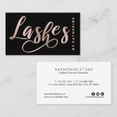 Carte De Visite L'or noir et rose élégant moderne fouette (Devant / Derrière)