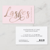 Carte De Visite L'or rose et rose élégant moderne fouette (Devant / Derrière)