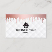 Carte De Visite L'or rose moderne de boulangerie de petit gâteau (Devant)