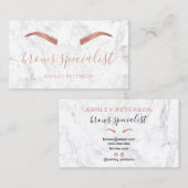 Carte De Visite L'or rose moderne fait briller le marbre blanc à l (Devant / Derrière)