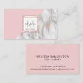 Carte De Visite L'or rose rougissent féminin gris de marbre rose (Devant / Derrière)