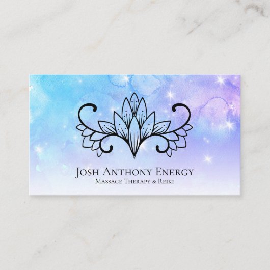 Carte De Visite *~* Lotus Aqua Pink Pastel Nebula Galaxy Universe (Devant)