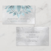 Carte De Visite Lotus argenté turquoise (Devant / Derrière)