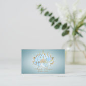 Carte De Visite Lotus bleu or professionnel (Debout devant)