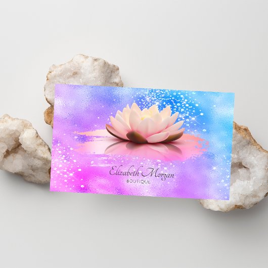 Carte De Visite Lotus Brush Stroke Diamonds Holographique
