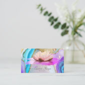 Carte De Visite Lotus Brush Stroke Marble Opal (Debout devant)