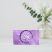 Carte De Visite Lotus Circle Brushstroke Yoga Wellness Purple (Debout devant)