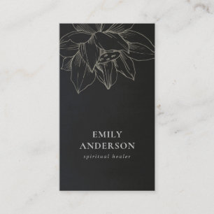 CARTE DE VISITE LOTUS D'ARGENT NOIR SPIRITUEL DE REIKI SIMPLE