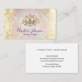 Carte De Visite lotus de feuille d'or faux esthéticienne à texture (Devant / Derrière)