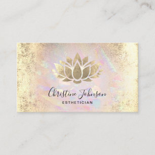 Carte De Visite lotus de feuille d'or faux esthéticienne à texture